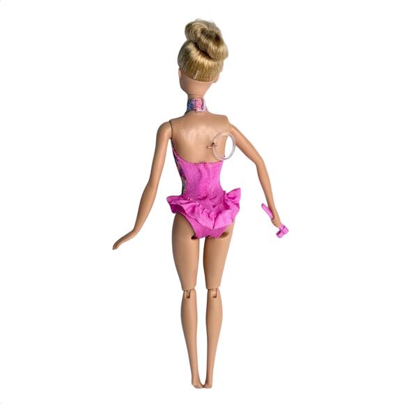 Barbie Doll Pull String Gymnast & Outfit 2015 Mattel Works Tie A Ribbon On Wand - Picture 3 of 9